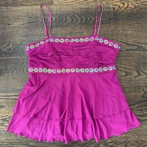 Y2K Bisou Bisou Purple Sequin Cami Top Fairy Grunge Large